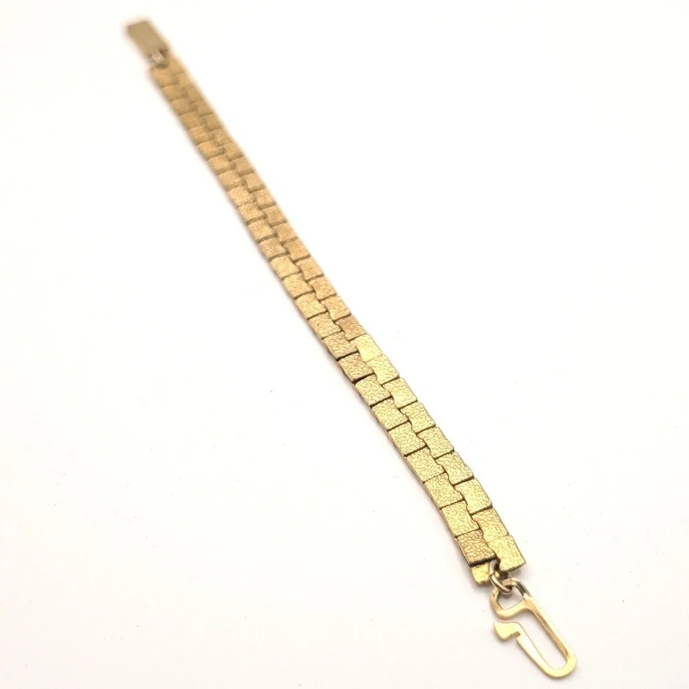 Vintage Unsigned Gold Tone Textured Link Bracelet Nugget Bark Style 6.75